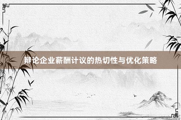 辩论企业薪酬计议的热切性与优化策略